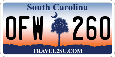 SC license plate OFW260