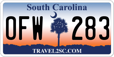 SC license plate OFW283