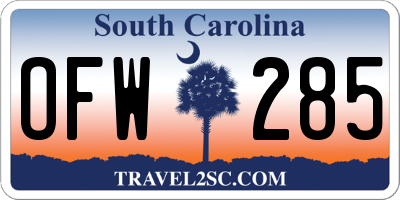 SC license plate OFW285