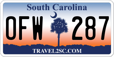SC license plate OFW287