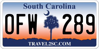 SC license plate OFW289