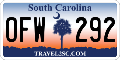 SC license plate OFW292