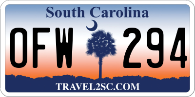 SC license plate OFW294