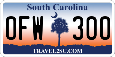 SC license plate OFW300