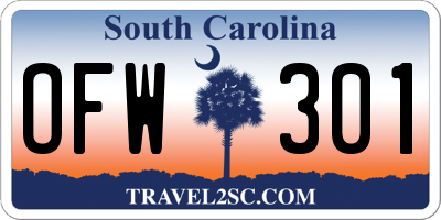 SC license plate OFW301