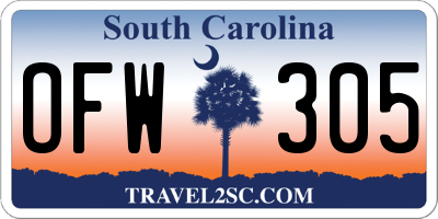SC license plate OFW305