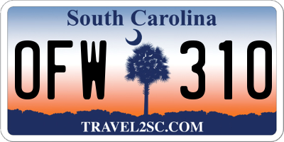 SC license plate OFW310