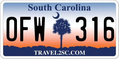 SC license plate OFW316