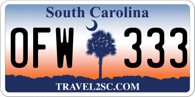 SC license plate OFW333