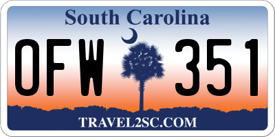 SC license plate OFW351
