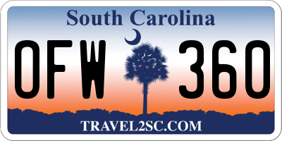 SC license plate OFW360