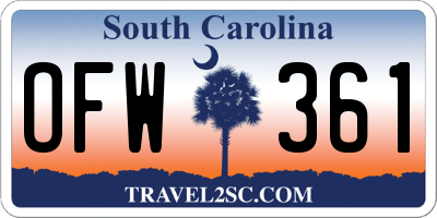 SC license plate OFW361
