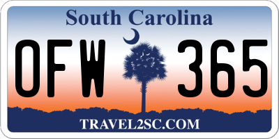 SC license plate OFW365