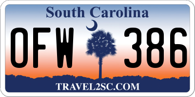 SC license plate OFW386