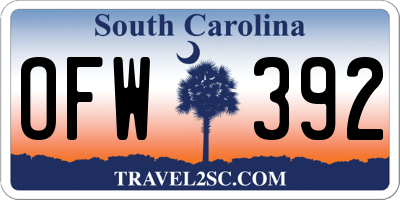 SC license plate OFW392