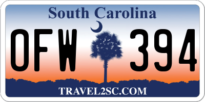 SC license plate OFW394