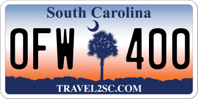 SC license plate OFW400