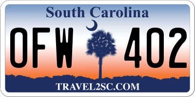 SC license plate OFW402