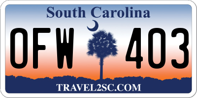 SC license plate OFW403