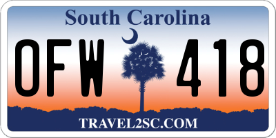SC license plate OFW418