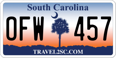 SC license plate OFW457