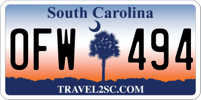 SC license plate OFW494