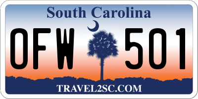 SC license plate OFW501