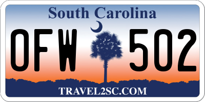 SC license plate OFW502