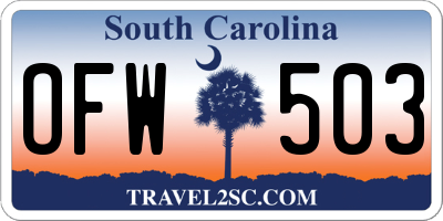 SC license plate OFW503