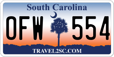 SC license plate OFW554