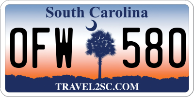 SC license plate OFW580