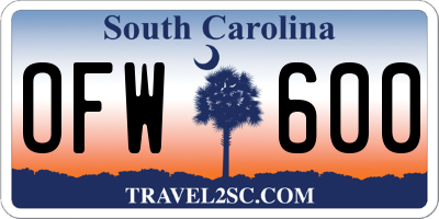 SC license plate OFW600