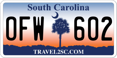 SC license plate OFW602