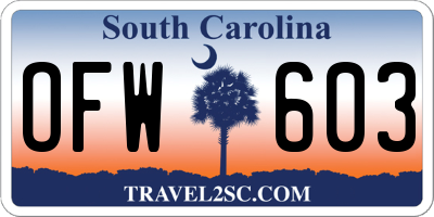 SC license plate OFW603
