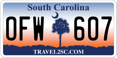 SC license plate OFW607
