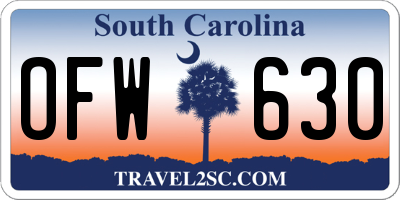 SC license plate OFW630