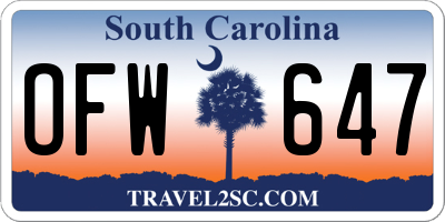 SC license plate OFW647
