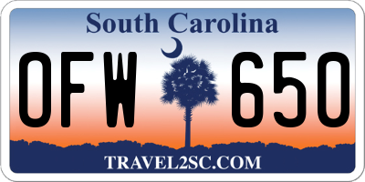 SC license plate OFW650