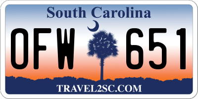 SC license plate OFW651