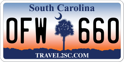 SC license plate OFW660