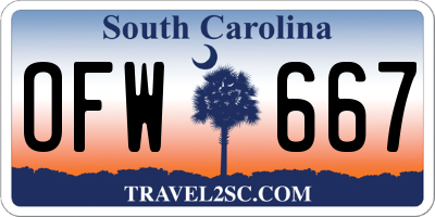 SC license plate OFW667
