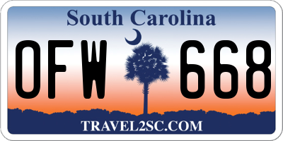 SC license plate OFW668