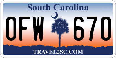 SC license plate OFW670