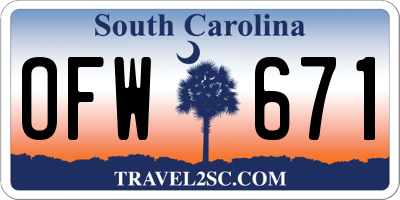 SC license plate OFW671