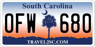 SC license plate OFW680
