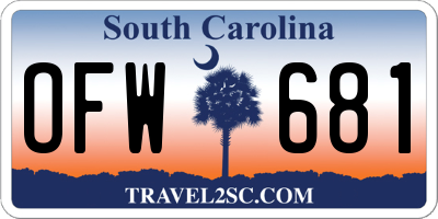 SC license plate OFW681