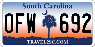 SC license plate OFW692