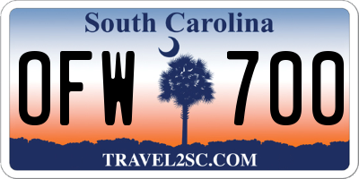 SC license plate OFW700