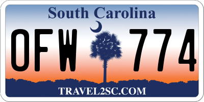 SC license plate OFW774