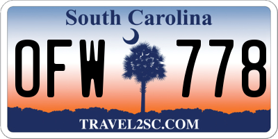 SC license plate OFW778